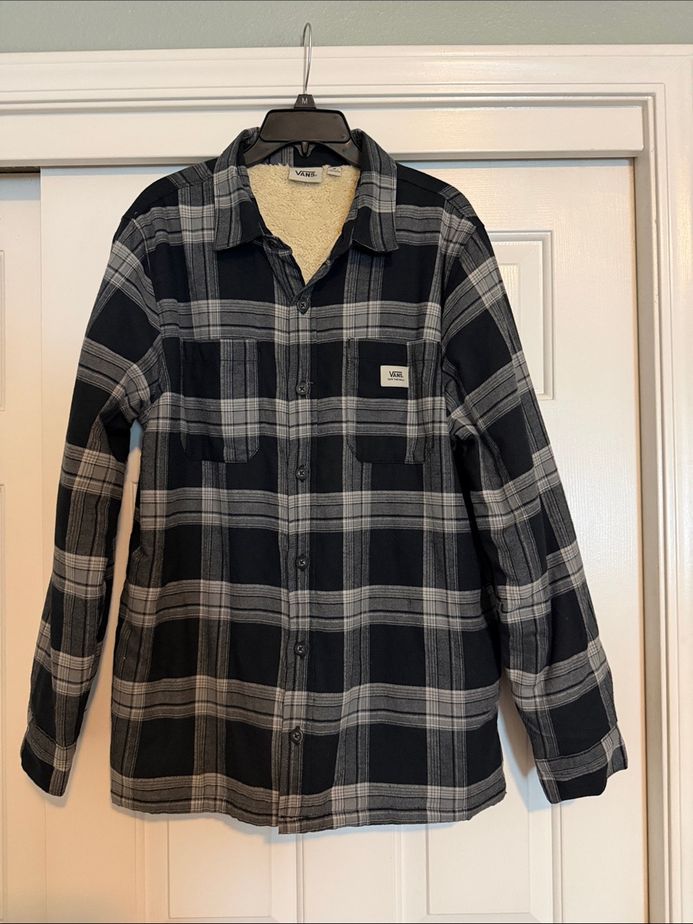 Vans Black & Gray Plaid Sherpa Jacket